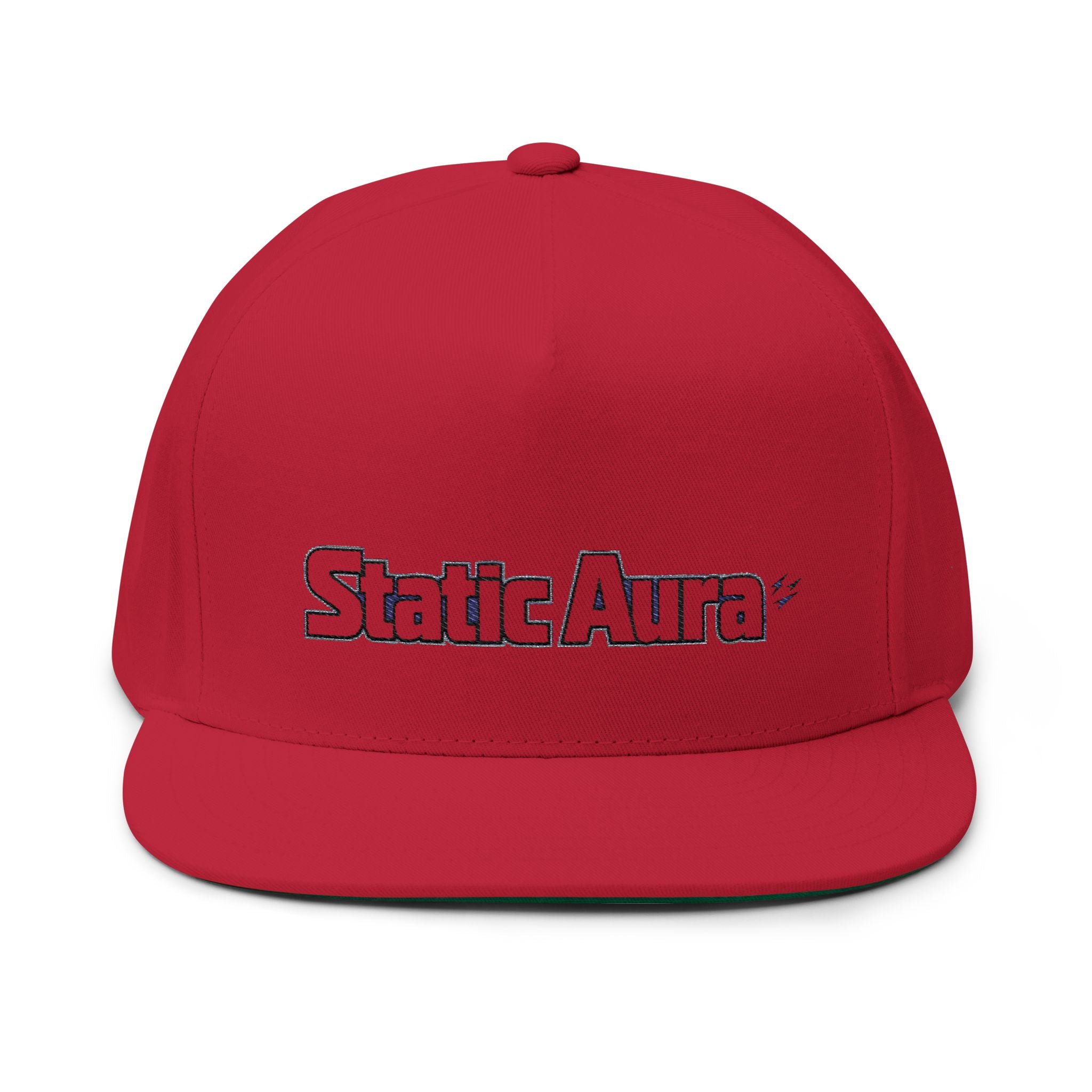 Embroidered Flat Bill Cap — "Static Aura" Logo Snapback