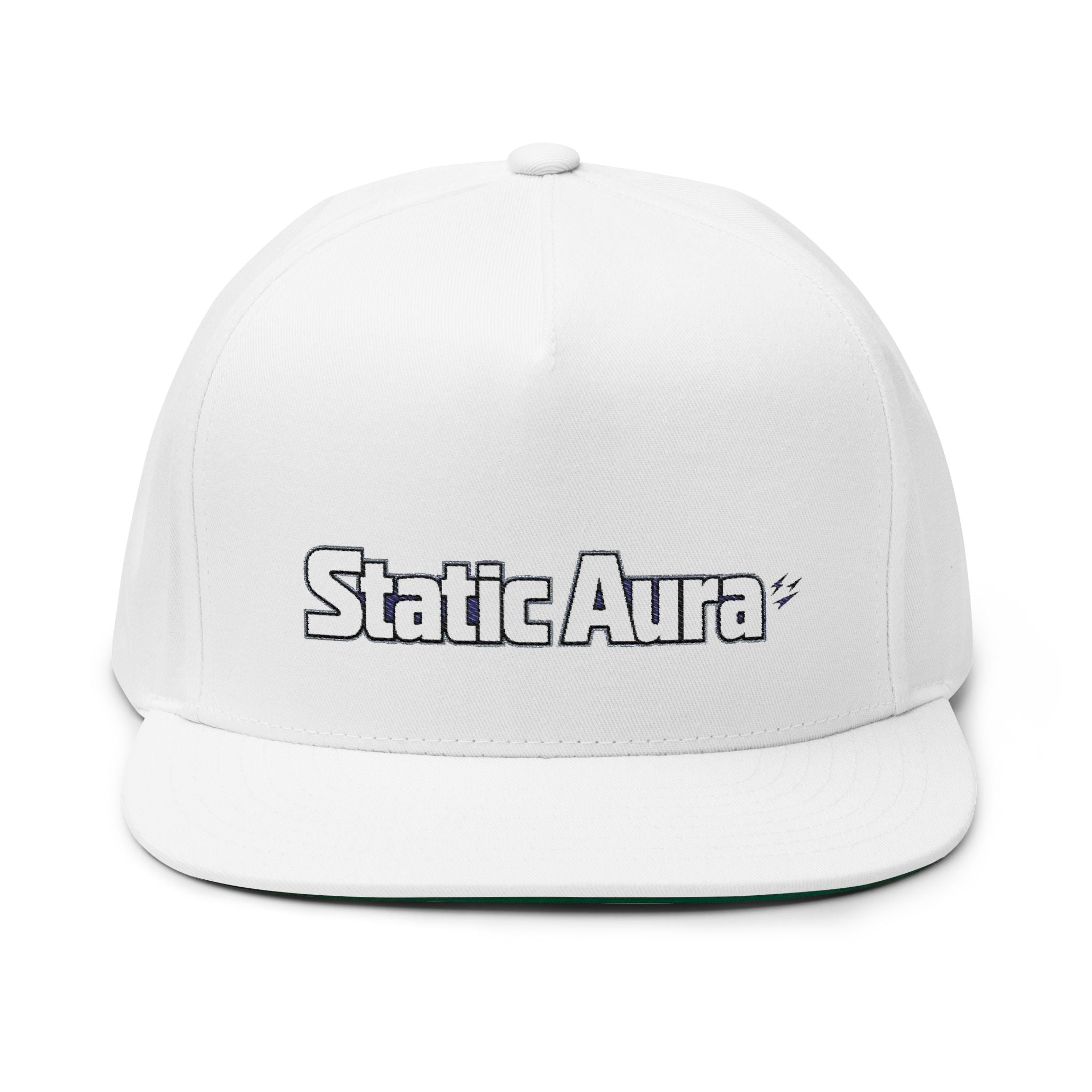 Embroidered Flat Bill Cap — "Static Aura" Logo Snapback