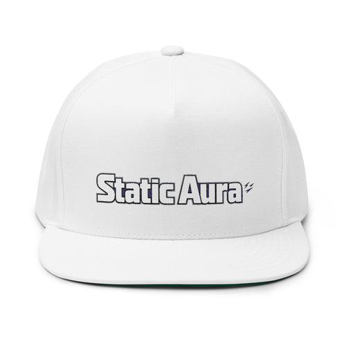 Embroidered Flat Bill Cap — "Static Aura" Logo Snapback