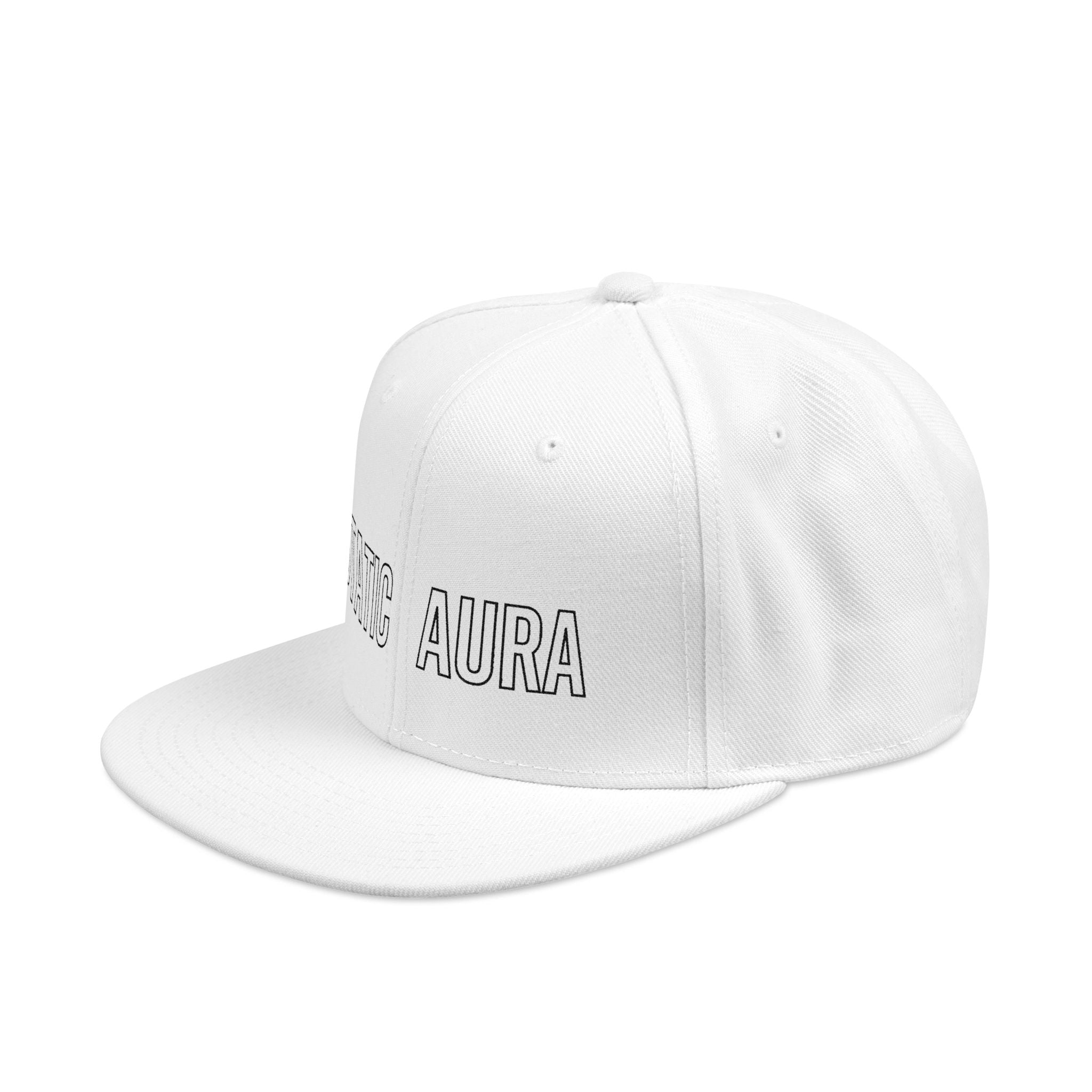 Static Aura Embroidered Snapback Hat — Minimal Black & White Streetwear Cap