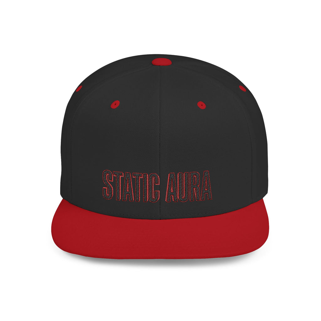 Flat Bill Snapback Hat — 'Static Aura' Embroidered Streetwear Snapback Hat