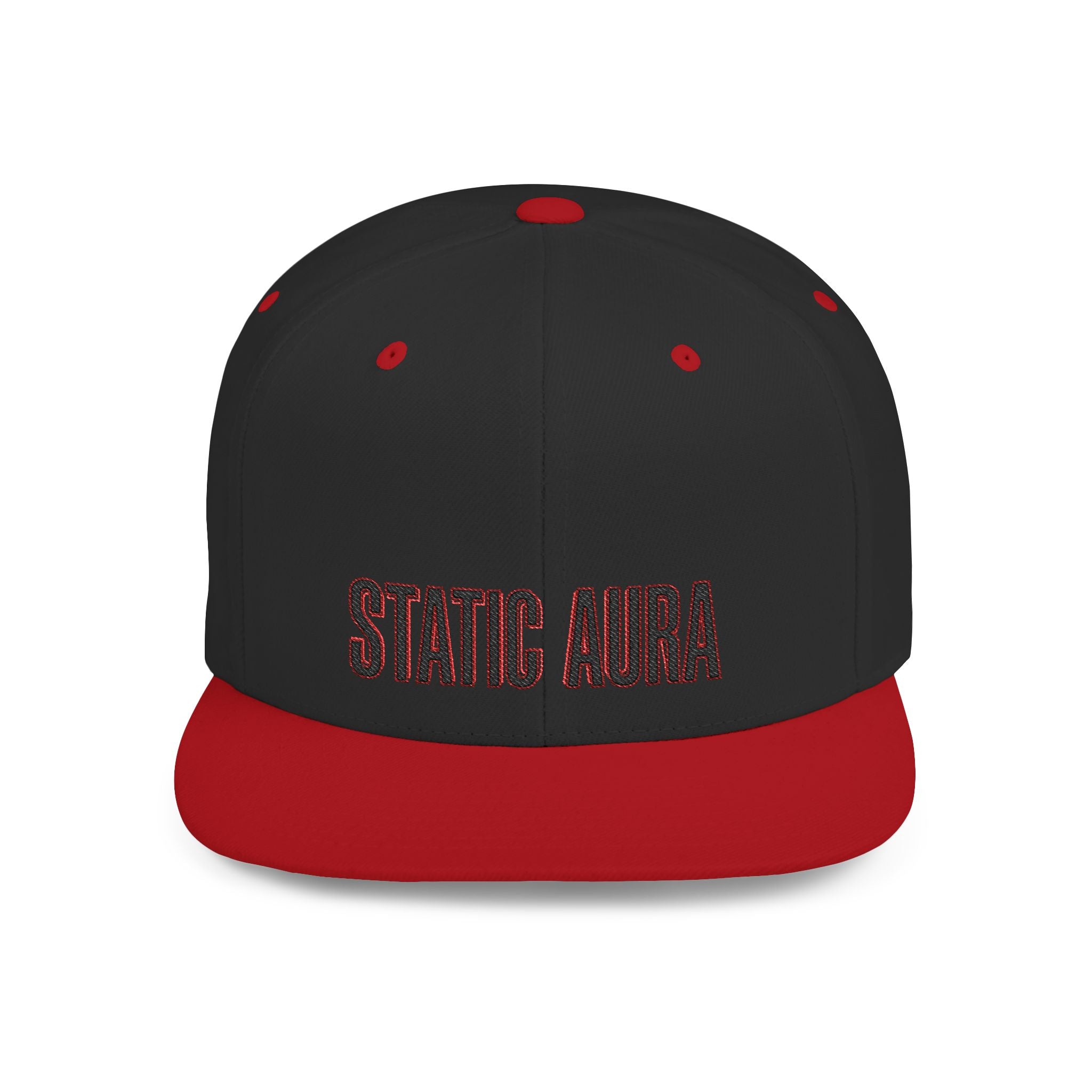 Flat Bill Snapback Hat — 'Static Aura' Embroidered Streetwear Snapback Hat