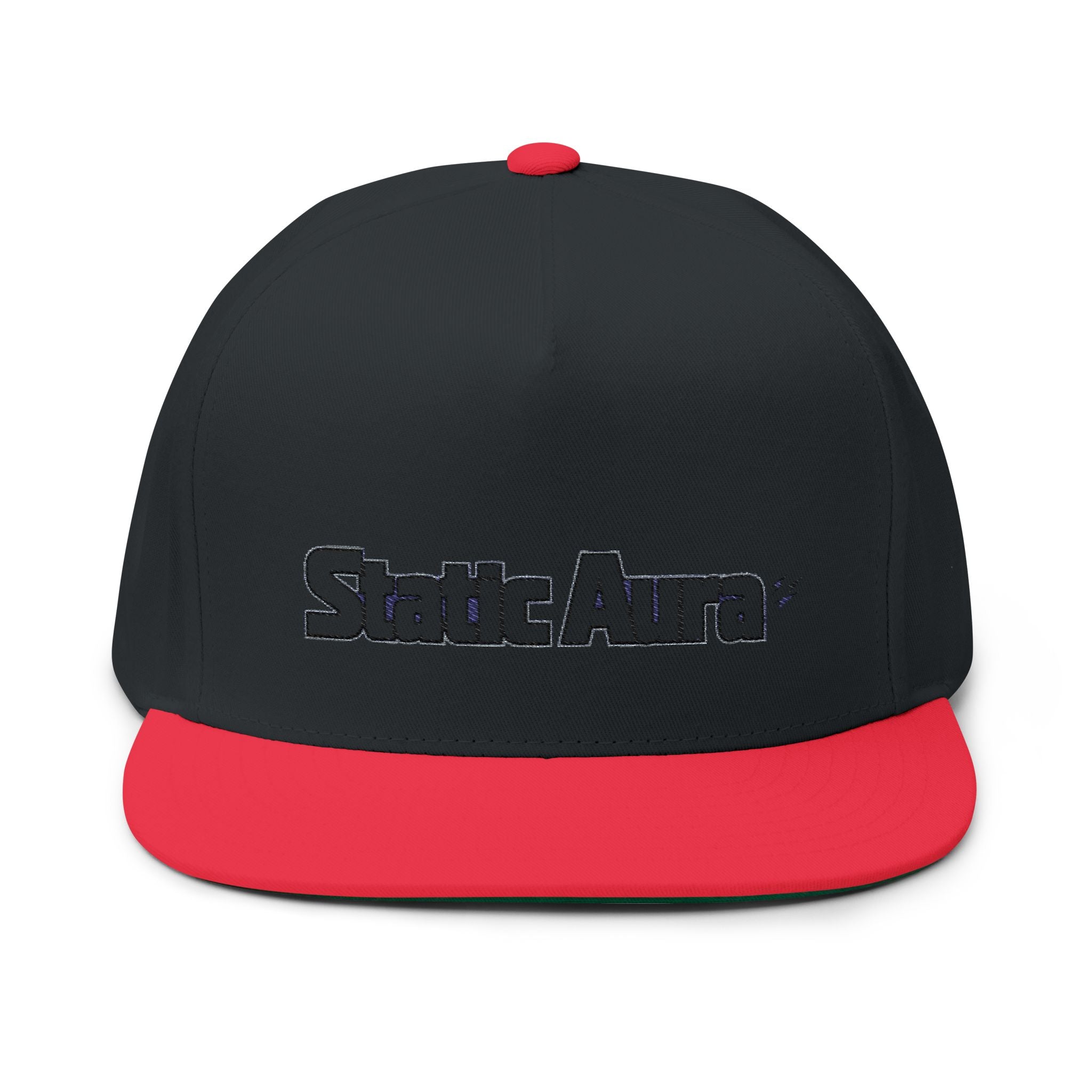 Embroidered Flat Bill Cap — "Static Aura" Logo Snapback