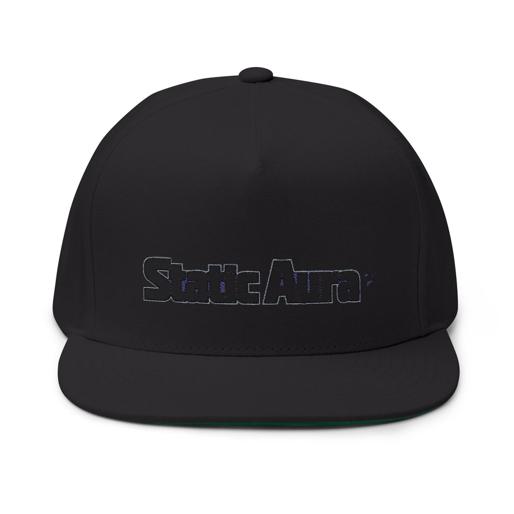 Embroidered Flat Bill Cap — "Static Aura" Logo Snapback