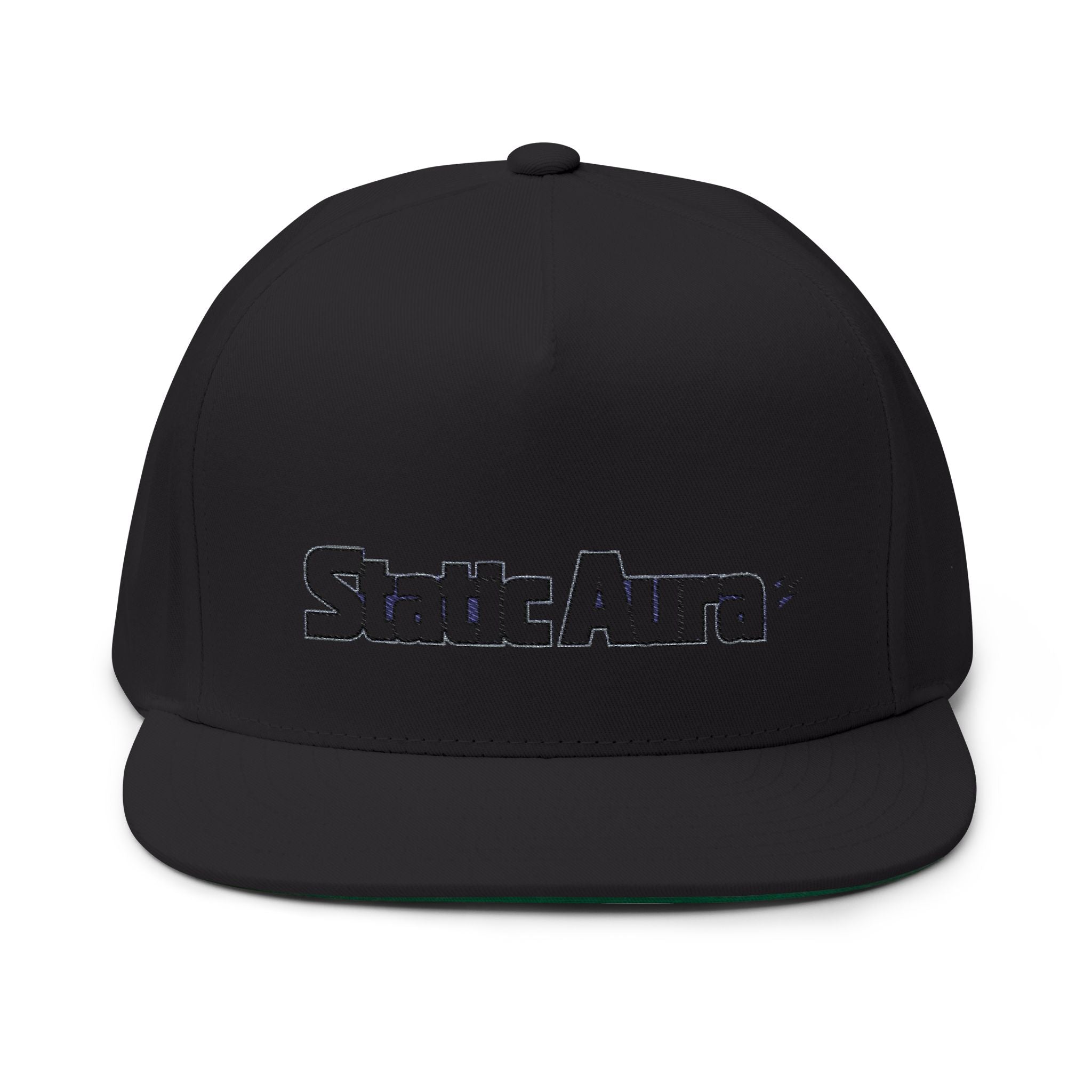 Embroidered Flat Bill Cap — "Static Aura" Logo Snapback