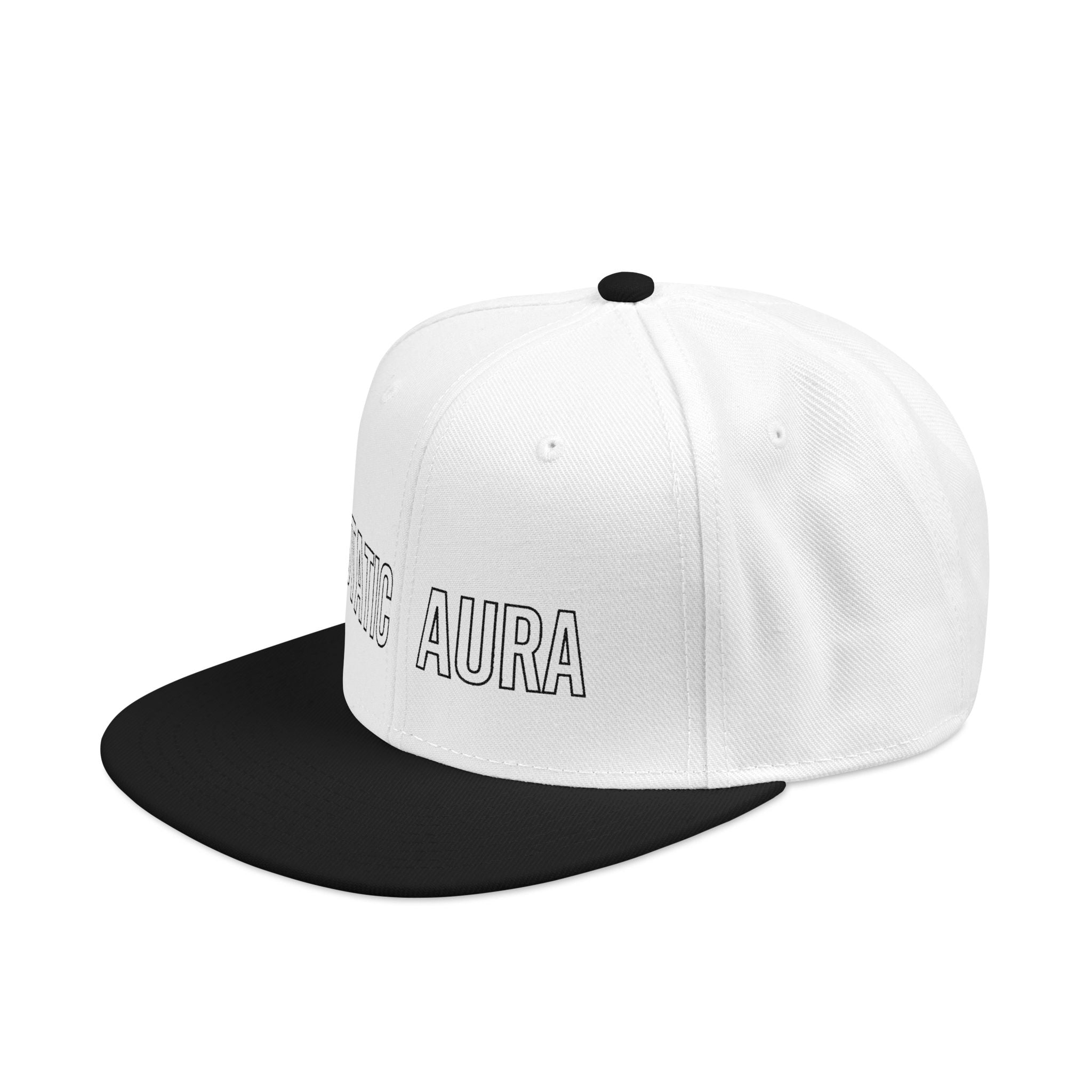 Static Aura Embroidered Snapback Hat — Minimal Black & White Streetwear Cap