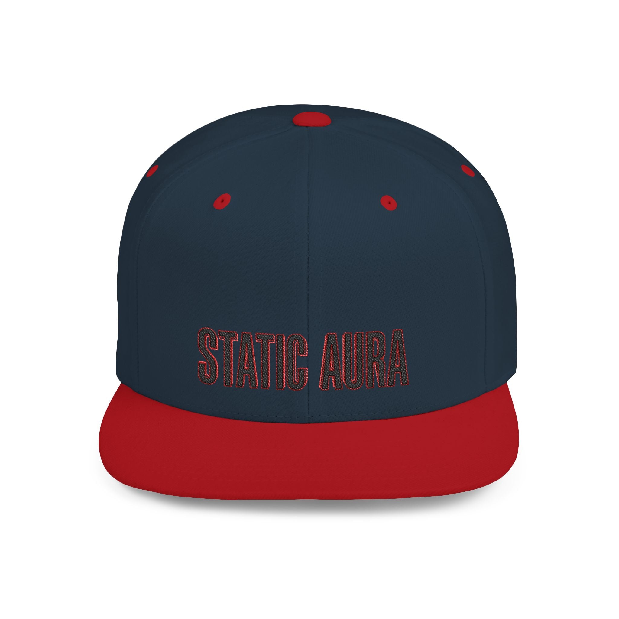 Flat Bill Snapback Hat — 'Static Aura' Embroidered Streetwear Snapback Hat