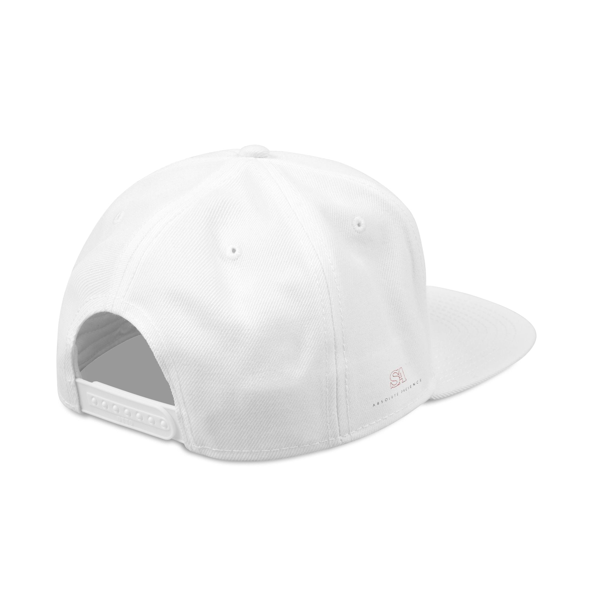 Static Aura Embroidered Snapback Hat — Minimal Black & White Streetwear Cap