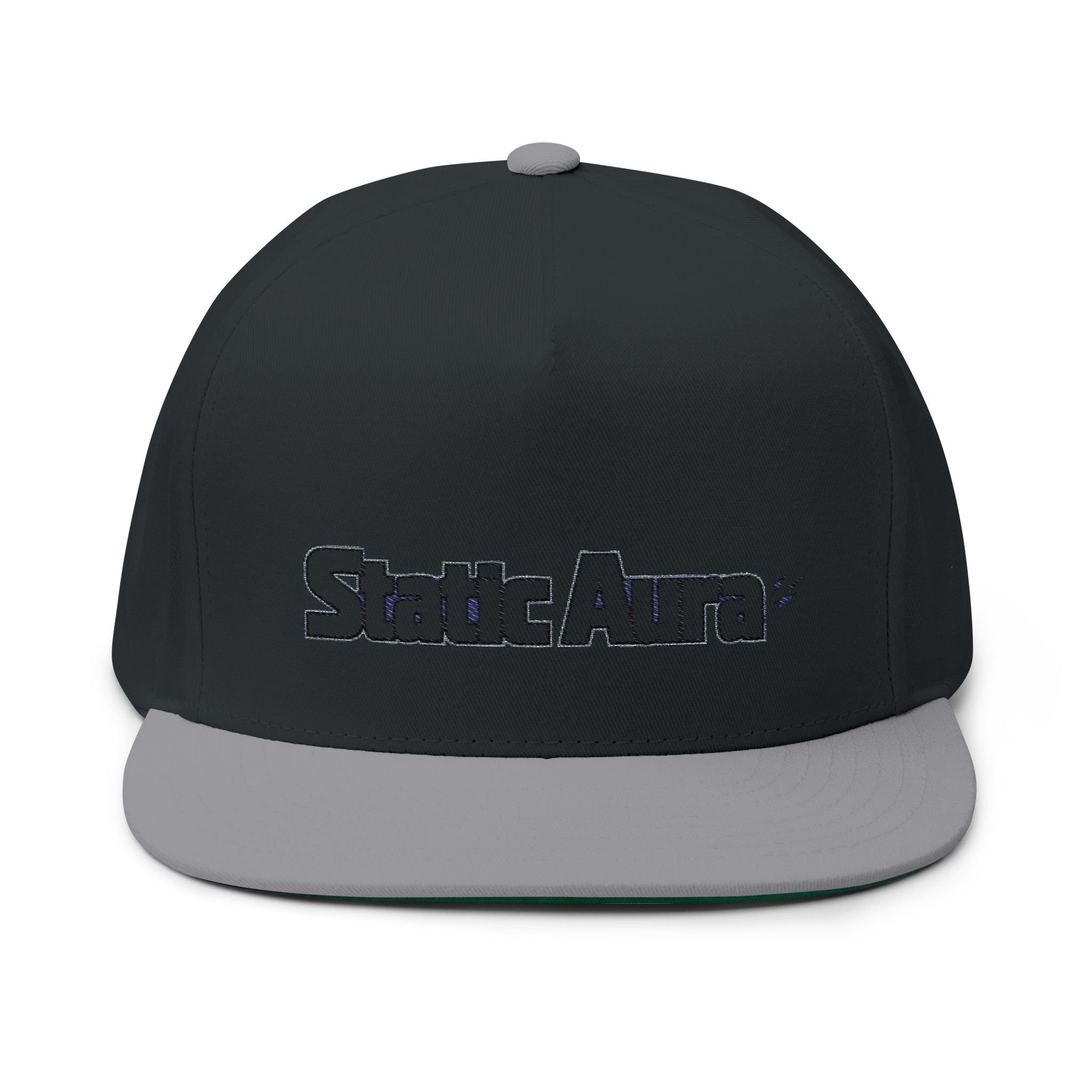 Embroidered Flat Bill Cap — "Static Aura" Logo Snapback
