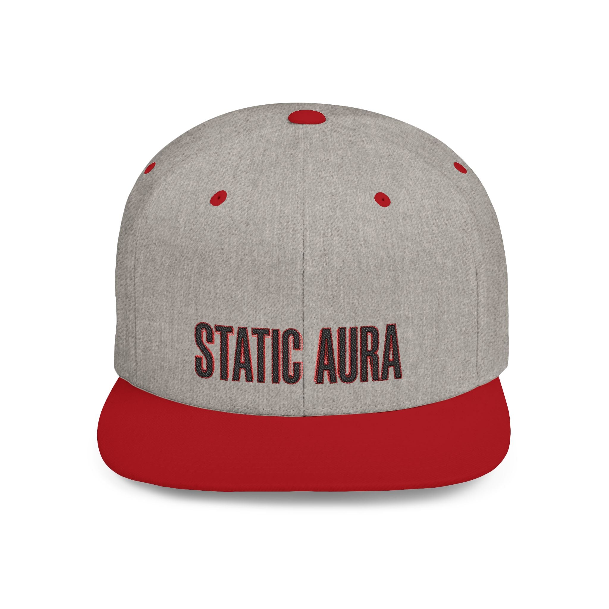 Flat Bill Snapback Hat — 'Static Aura' Embroidered Streetwear Snapback Hat