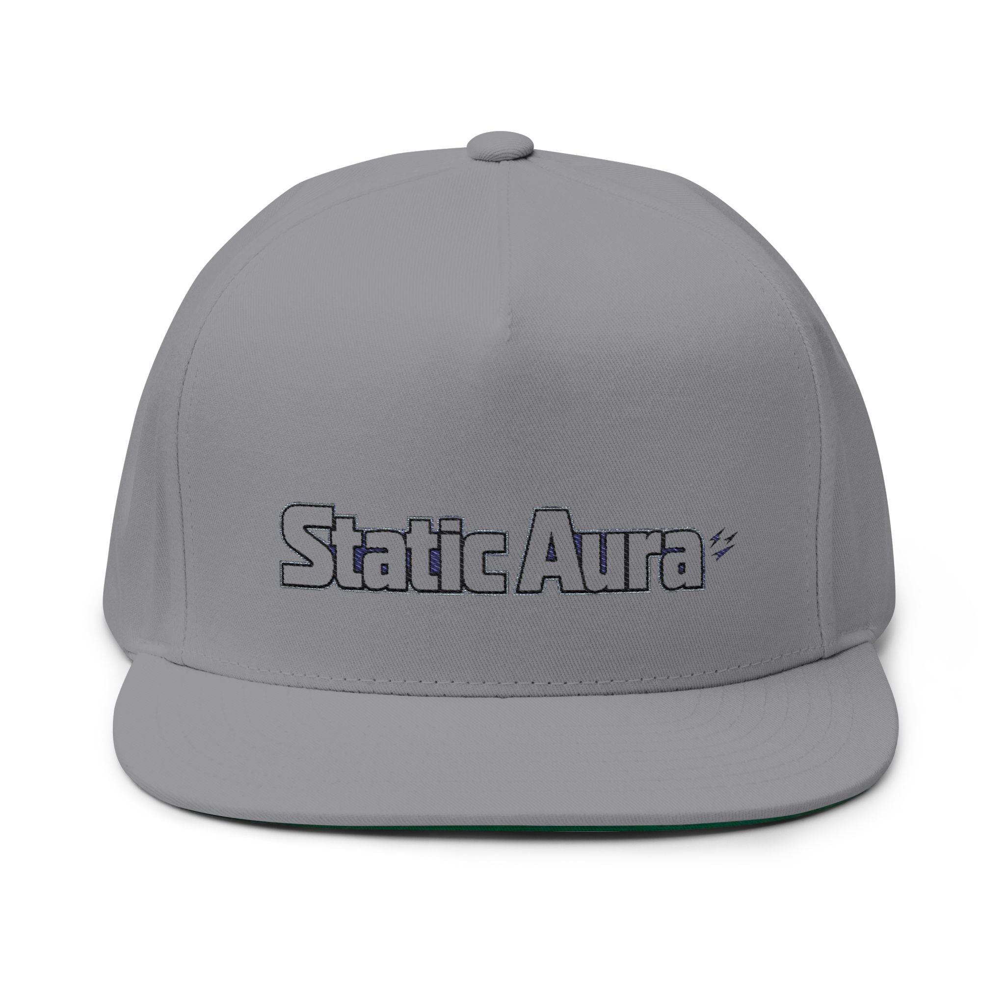 Embroidered Flat Bill Cap — "Static Aura" Logo Snapback