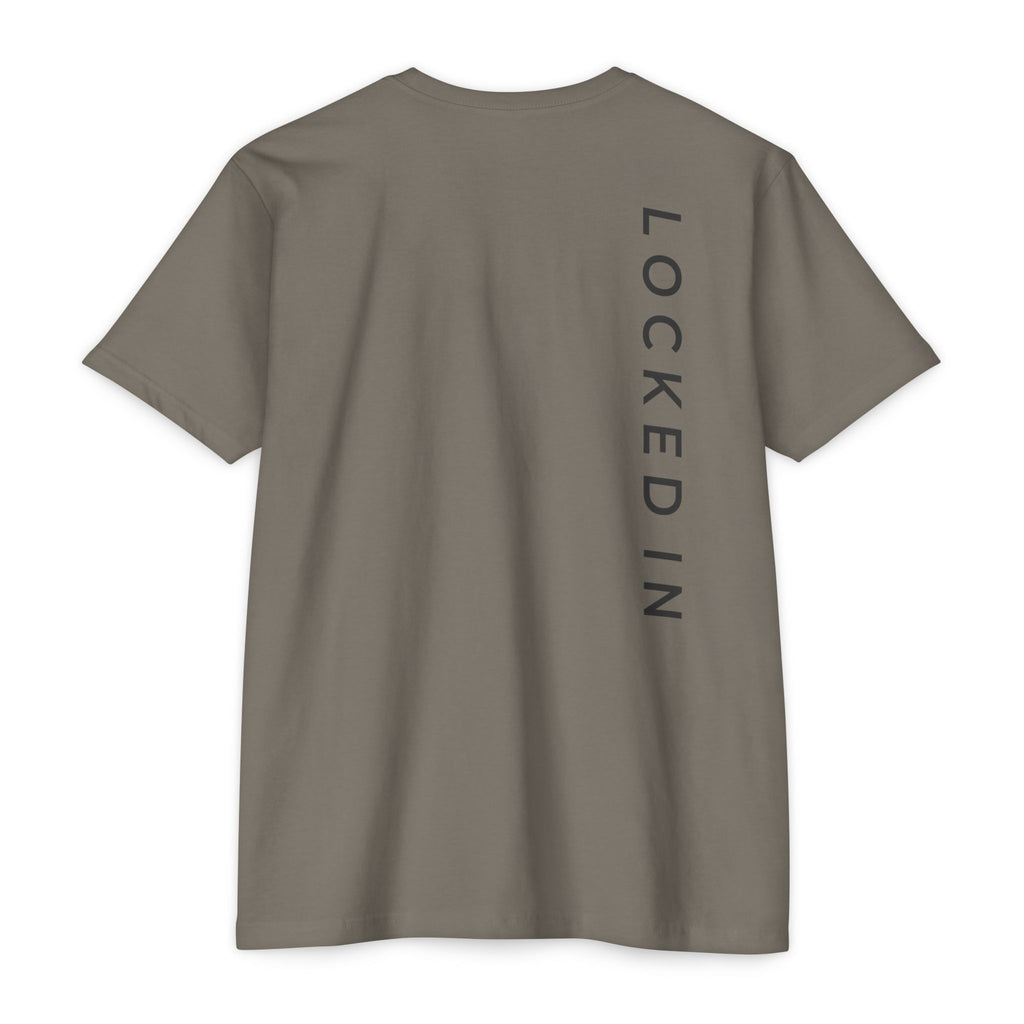A short-sleeve crewneck t-shirt in a muted taupe-gray 