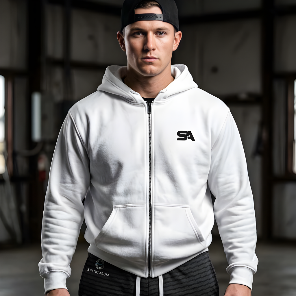 Static Aura Minimal Full-Zip Hoodie