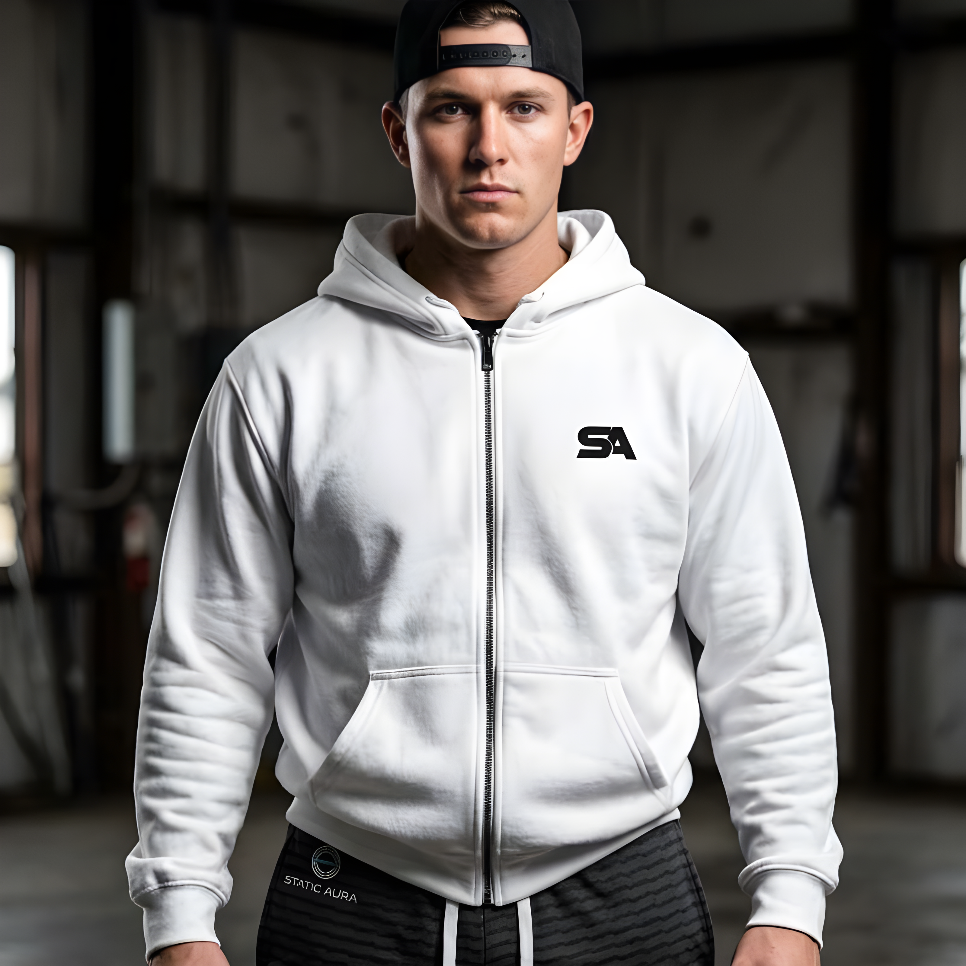 Static Aura Minimal Full-Zip Hoodie