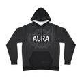 Black hoodie with 'Aura' logo on a white background